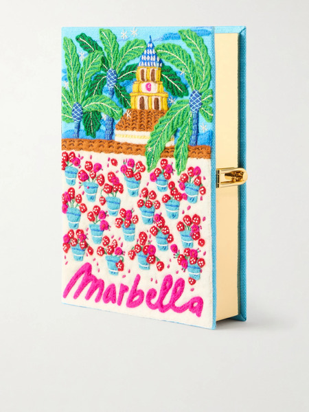  Olympia Le-tan Olympia Le-tan - Marbella Appliquéd Embroidered Canvas Clutch - Multi 