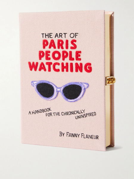 Olympia Le-tan Olympia Le-tan - + Messy Nessy The Art Of Paris People Watching Embroidered Appliquéd Canvas Clutch - Pink 