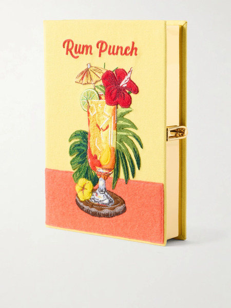  Olympia Le-tan Olympia Le-tan - Rum Punch Appliquéd Embroidered Canvas Clutch - Yellow 