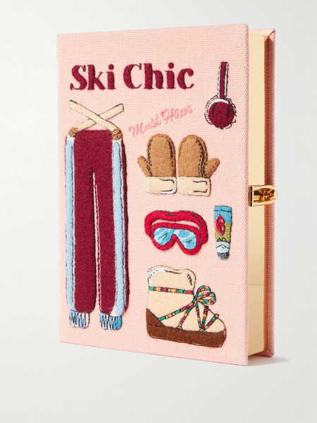  Olympia Le-tan Olympia Le-tan - Ski Chic Embroidered Appliquéd Canvas Clutch - Pink 