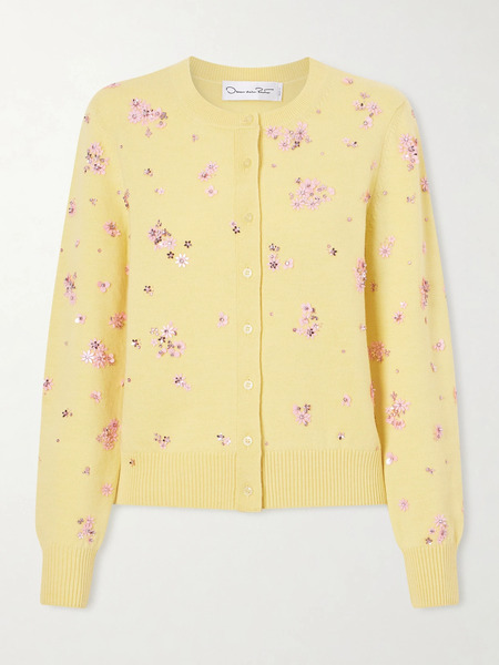  Oscar De La Renta Oscar De La Renta - Crystal-embellished Wool Cardigan - Yellow 