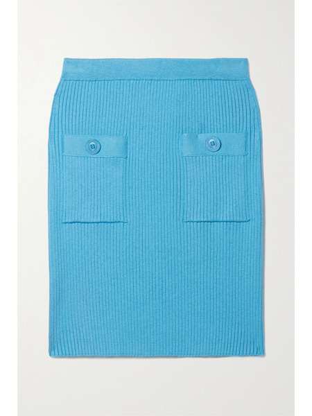  Oscar De La Renta Oscar De La Renta - Ribbed Silk-blend Mini Skirt - Azure 