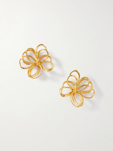 Oscar De La Renta Oscar De La Renta - Threaded Flower Gold-tone Earrings - One Size 