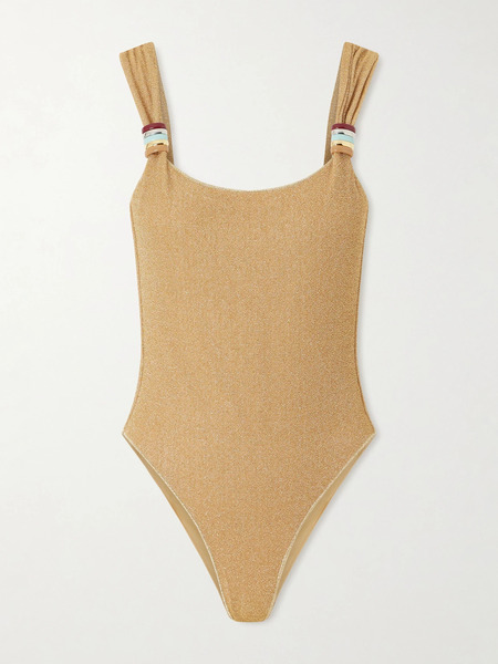  Oséree Oséree - Lumière Embellished Lurex Swimsuit - Gold 