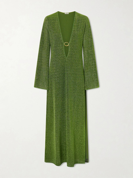  Oséree Oséree - Lumière Metallic Stretch-knit Kaftan - Green 