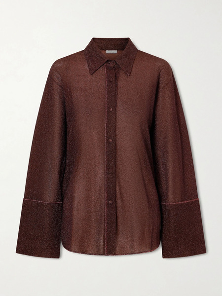  Oséree Oséree - Lumière Metallic Stretch-knit Shirt - Brown 