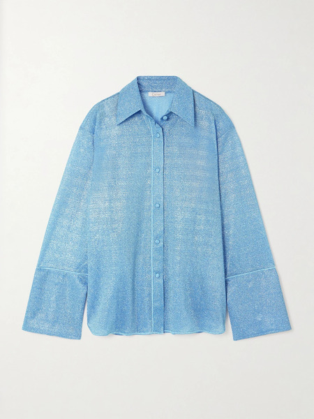  Oséree Oséree - Lumière Metallic Stretch-knit Shirt - Light Blue 