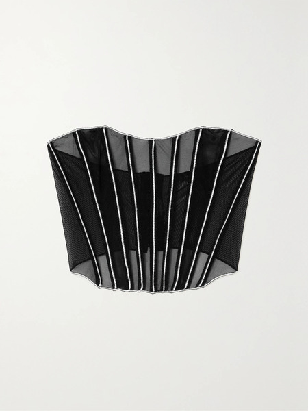  Oséree Oséree - Shell Metallic Mesh Bustier Top - Black 