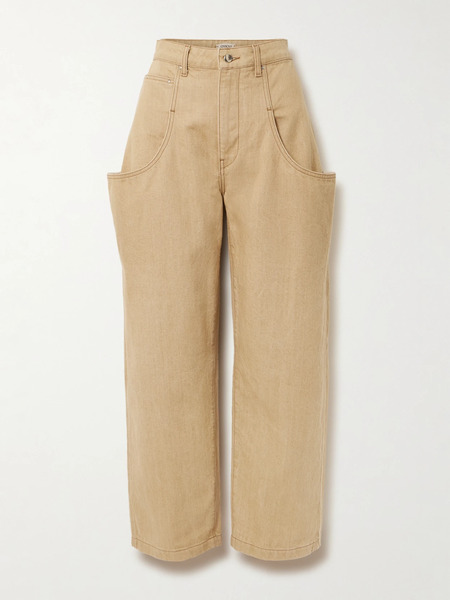  Ossou Ossou - Lariat Draped Mid-rise Wide-leg Jeans - Beige 