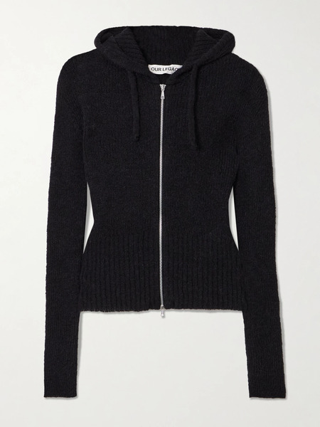 Our Legacy Our Legacy - Compact Hooded Ribbed Brushed Alpaca-blend Cardigan - Black 