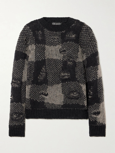  Our Legacy Our Legacy - Sonar Distressed Checked Knitted Sweater - Black 