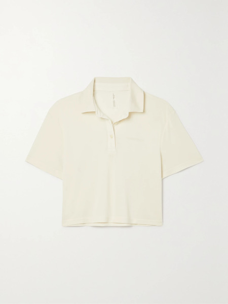  Outdoor Voices Outdoor Voices - Birdie Cropped Drirelease Stretch Recycled-piqué Polo Shirt - Beige 