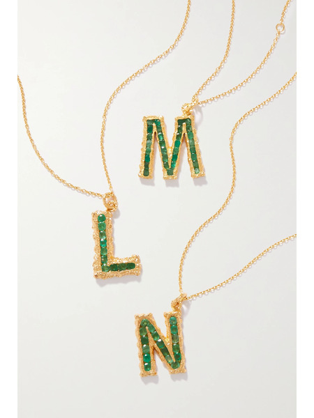  Pacharee Pacharee - Alphabet Gold-plated Emerald Necklace - Green 