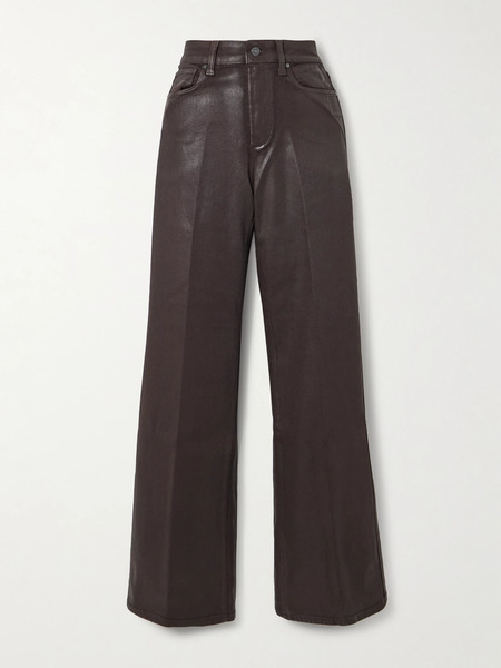  Paige Paige - Sasha Waxed-twill Wide-leg Pants - Brown 