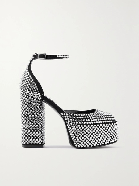  Paris Texas Paris Texas - Dalilah Crystal-embellished Suede Platform Pumps - Silver 