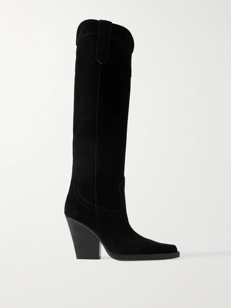  Paris Texas Paris Texas - El Dorado 100 Embroidered Snake-effect Suede Cowboy Boots - Black 