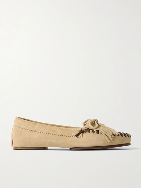  Paris Texas Paris Texas - Indiana Fringed Suede Loafers - Ecru 