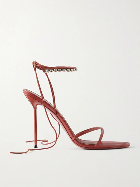  Paris Texas Paris Texas - Lidia 105 Embellished Lace-up Leather Sandals - Brick 