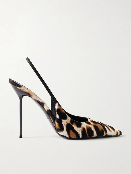  Paris Texas Paris Texas - Lidia 105 Leather-trimmed Leopard-print Calf-hair Slingback Pumps - Leopard Print 
