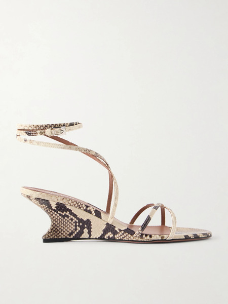  Paris Texas Paris Texas - Nina 50 Snake-effect Leather Wedge Sandals - Snake Print 