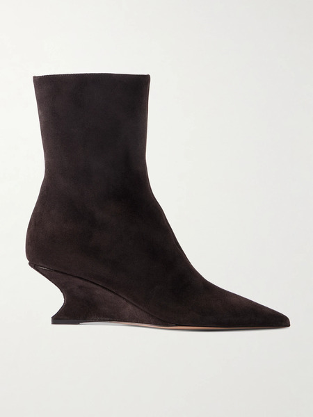  Paris Texas Paris Texas - Nina Suede Wedge Ankle Boots - Dark Brown 