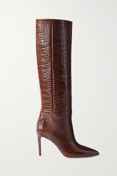  Paris Texas Paris Texas - Stiletto 85 Croc-effect Leather Knee Boots - Chocolate 