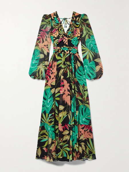  Patbo Patbo - Cutout Floral-print Stretch-jersey And Chiffon Maxi Dress - Black 