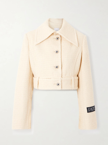  Patou Patou - Belted Appliquéd Wool-blend Tweed Jacket - Cream 