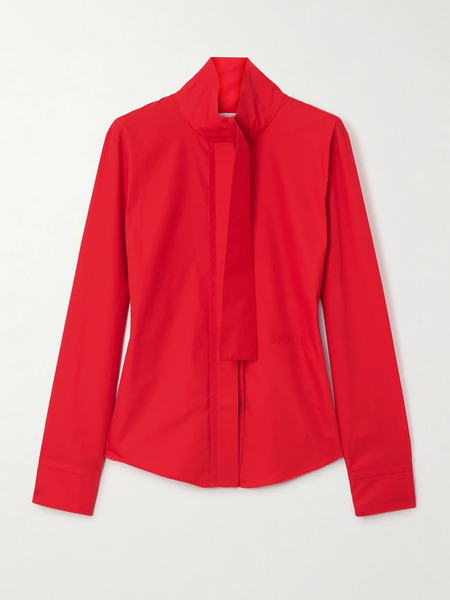  Patou Patou - Tie-neck Cotton-poplin Blouse - Fuchsia 