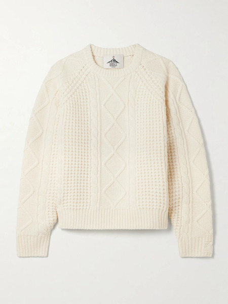  Perfect Moment Perfect Moment - Crystal Cable-knit Merino Wool Sweater - Cream 