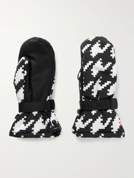  Perfect Moment Perfect Moment - Davos Two-tone Printed Padded Shell And Leather Mittens - Black 
