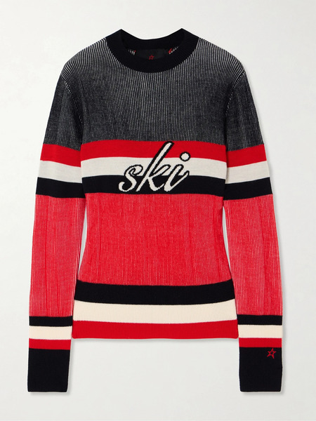  Perfect Moment Perfect Moment - Evie Intarsia Merino Wool Sweater - Red 