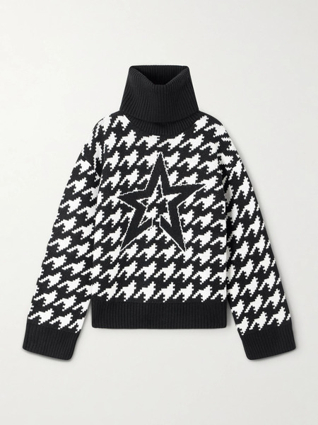  Perfect Moment Perfect Moment - Jacquard-knit Houndstooth Wool Turtleneck Sweater - Black 