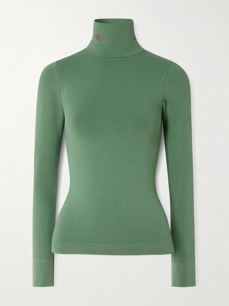  Perfect Moment Perfect Moment - Ribbed Thermal Modal-blend Turtleneck Top - Green 
