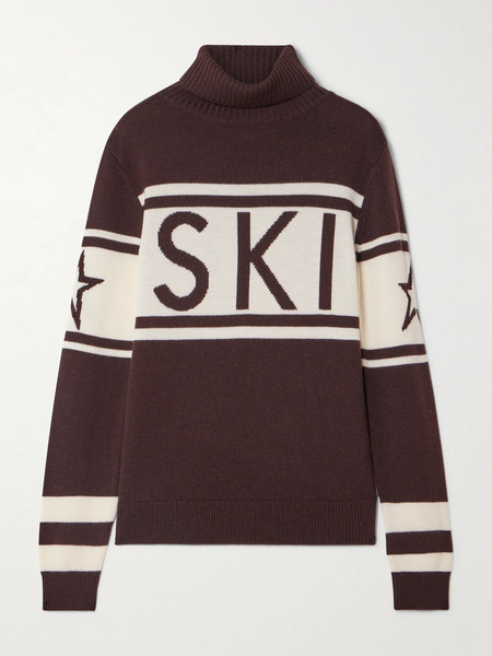 Perfect Moment Perfect Moment - Schild Intarsia Merino Wool Turtleneck Sweater - Brown 