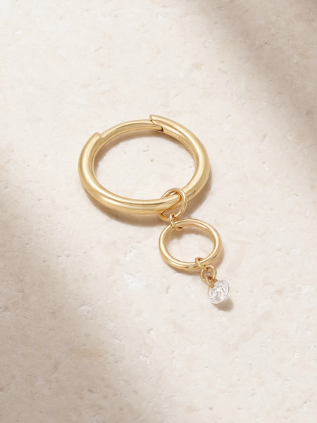 Persée Persée - Circles 18-karat Gold Diamond Single Hoop Earring - One Size 