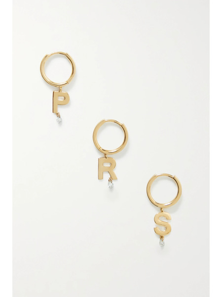  Persée Persée - Initial 18-karat Gold Diamond Single Hoop Earring - A 