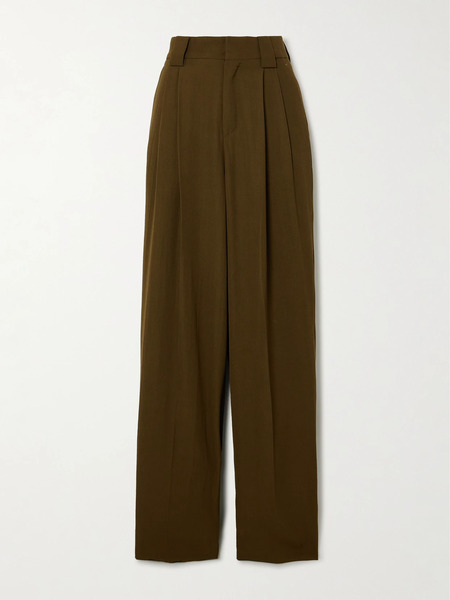  Petar Petrov Petar Petrov - Evidence Pleated Wool-blend Twill Wide-leg Pants - Brown 