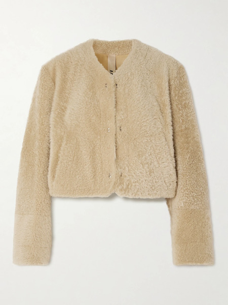  Petar Petrov Petar Petrov - Fresh Oversized Cropped Shearling Jacket - Cream 