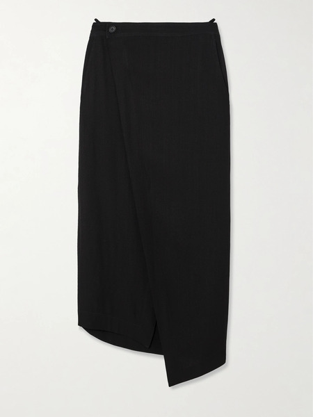  Petar Petrov Petar Petrov - Precious Asymmetric Cady Maxi Wrap Skirt - Black 