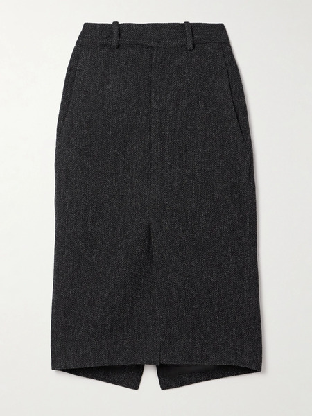  Petar Petrov Petar Petrov - Spy Herringbone Wool Skirt - Charcoal 