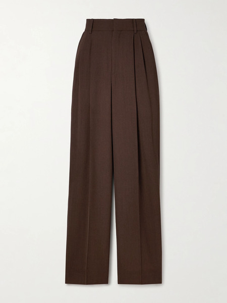  Petar Petrov Petar Petrov - The Founder Pleated Wool-blend Twill Wide-leg Pants - Chocolate 