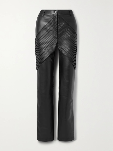  Peter Do Peter Do - Paneled Leather Straight-leg Pants - Black 
