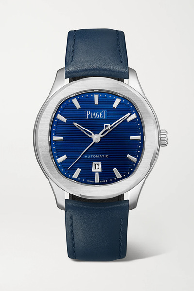  Piaget Piaget - Polo Date Automatic 36mm Stainless Steel And Leather Watch - Silver 