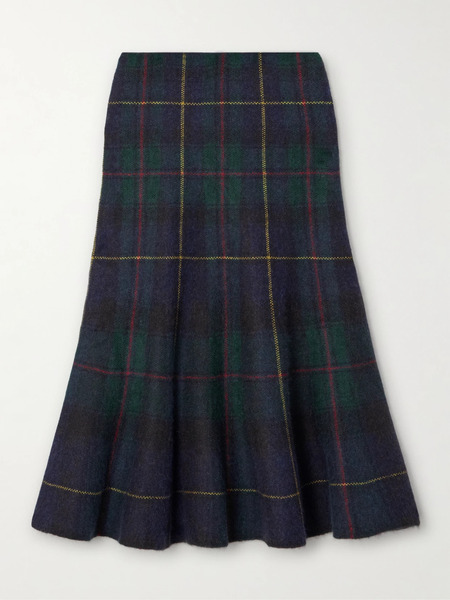  Polo Ralph Lauren Polo Ralph Lauren - Checked Wool Midi Skirt - Dark Green 