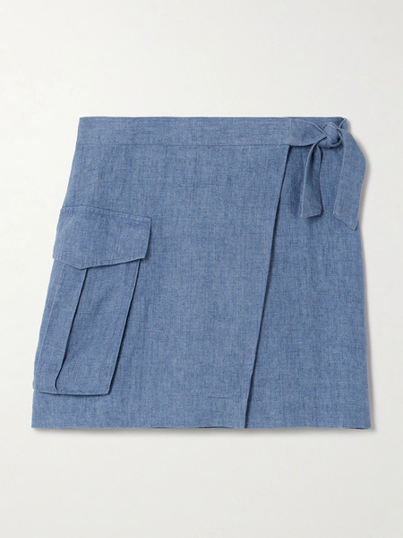  Polo Ralph Lauren Polo Ralph Lauren - Linen Mini Wrap Skirt - Blue 