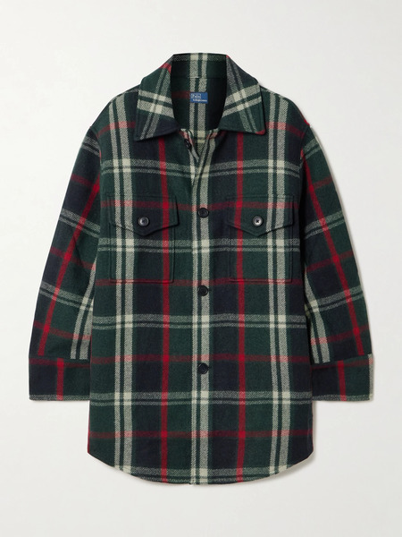  Polo Ralph Lauren Polo Ralph Lauren - Oversized Checked Wool-blend Shirt Jacket - Green 