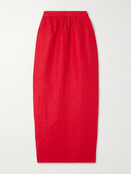  Posse Posse - Bonnie Gathered Linen Midi Skirt - X Small 