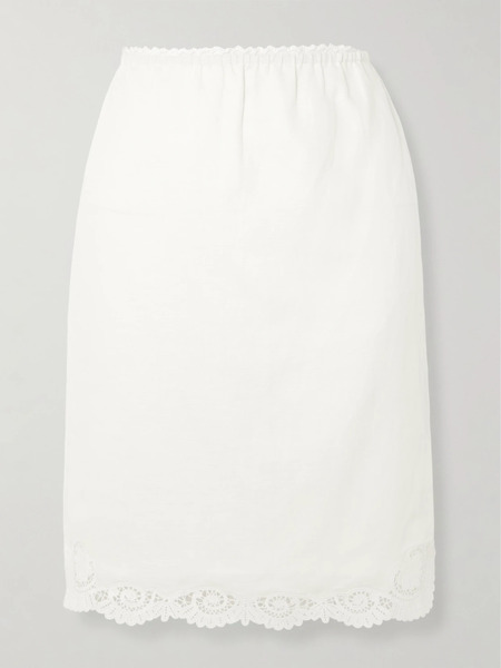  Posse Posse - Darya Lace-trimmed Linen And Cotton-blend Midi Skirt - Cream 