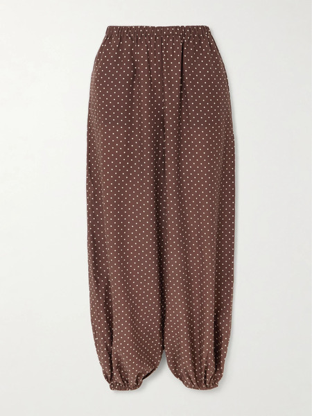  Posse Posse - Evie Polka-dot Tencel™ Lyocell Tapered Pants - Brown 